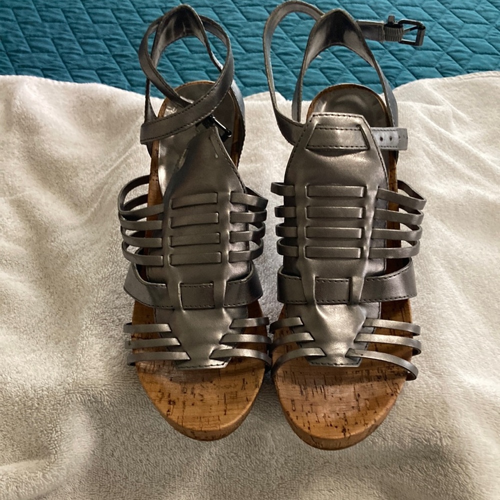 BCBGeneration Metallic Wedge Sandals